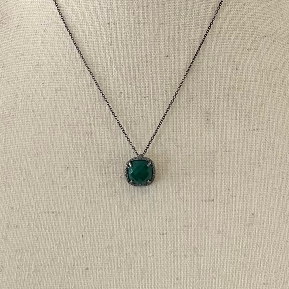 ADORNIA FINE Lara Cushion Halo Diamond Necklace - Picture 3 of 6